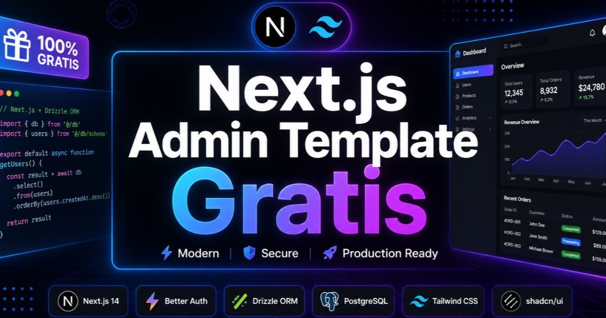 Template Next.js Gratis + Admin Dashboard Siap Pakai (Drizzle ORM & Better Auth)